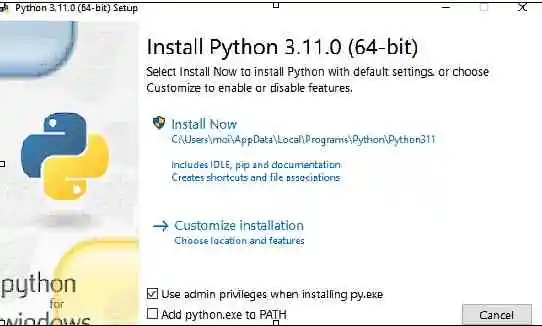 install now python windows