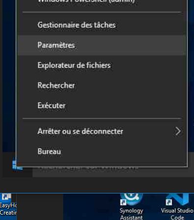 lancer fenetre parametrage windows 10 depuis menu